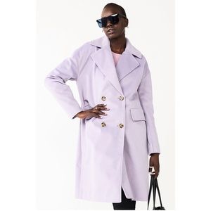 NWT Nine West Double-Breasted Faux-Wool Coat Purple Size XXL
